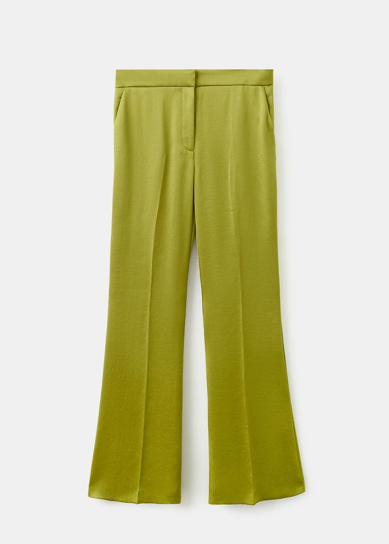Satin straight-fit pants