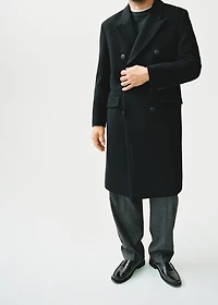 Long double-breasted wool coat