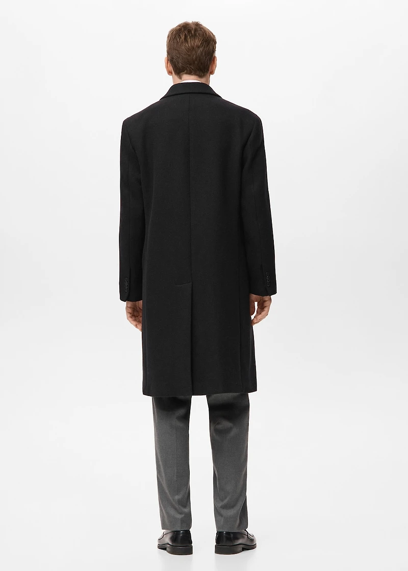 Long double-breasted wool coat
