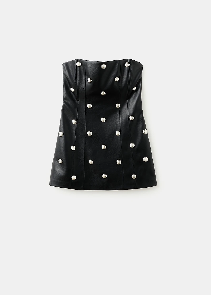 Studded faux-leather dress