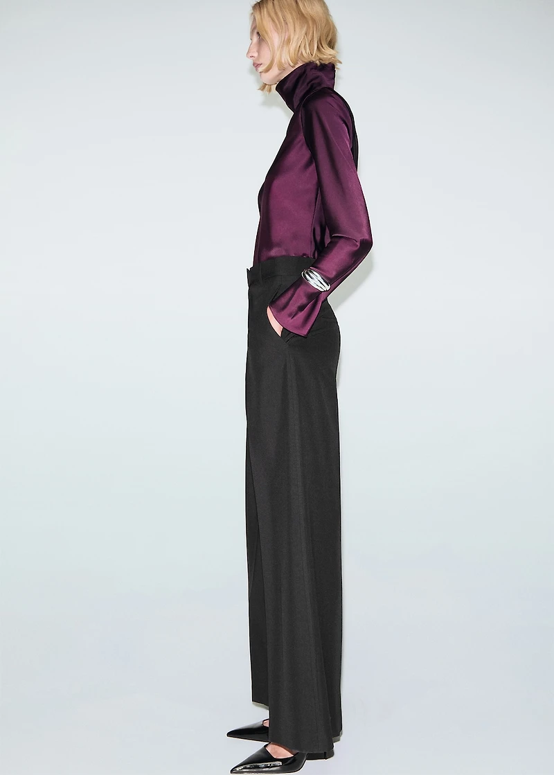 Wool-blend suit pants