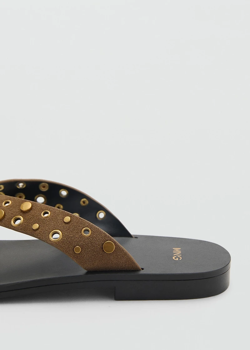 Suede sandals with eyelet straps