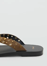 Suede sandals with eyelet straps