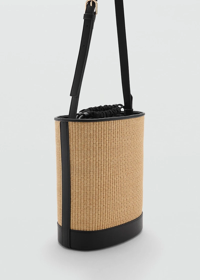 Medium raffia-effect bucket bag