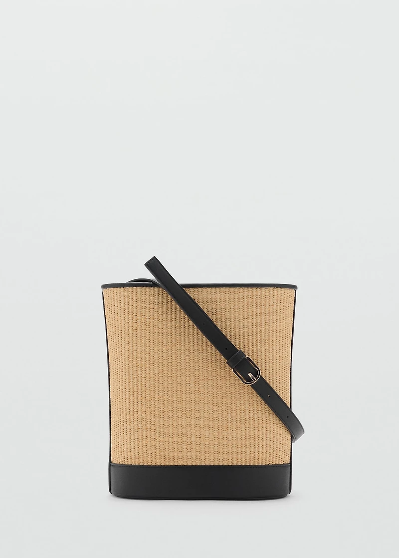 Medium raffia-effect bucket bag