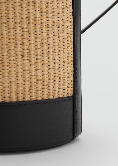 Medium raffia-effect bucket bag