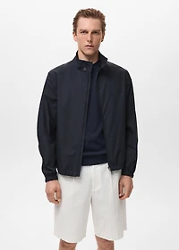 Cotton jacket with button collar