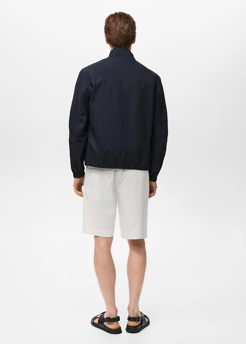 Cotton jacket with button collar