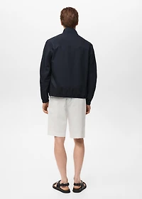 Cotton jacket with button collar