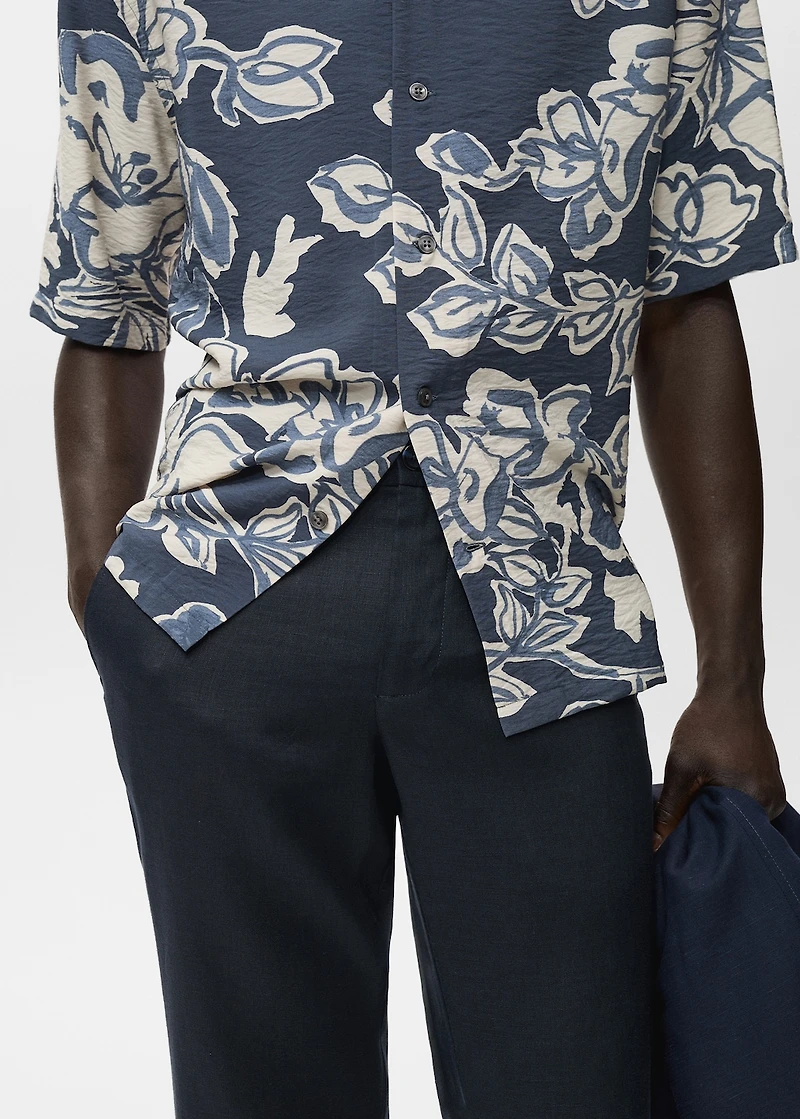 Slim-fit 100% linen pants