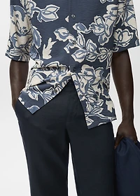 Slim-fit 100% linen pants