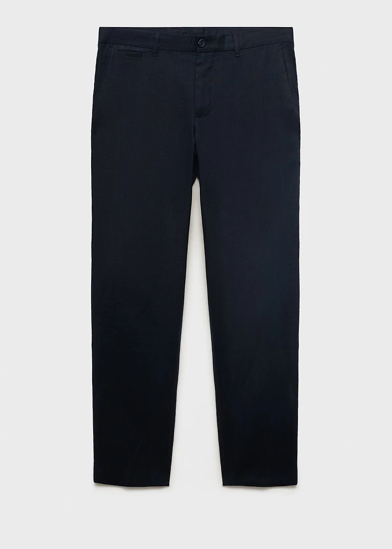 Slim-fit 100% linen pants