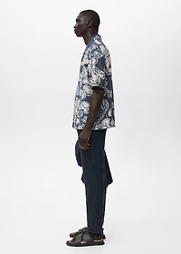 Slim-fit 100% linen pants