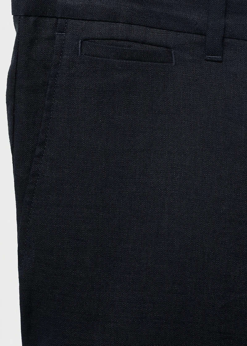Slim-fit 100% linen pants