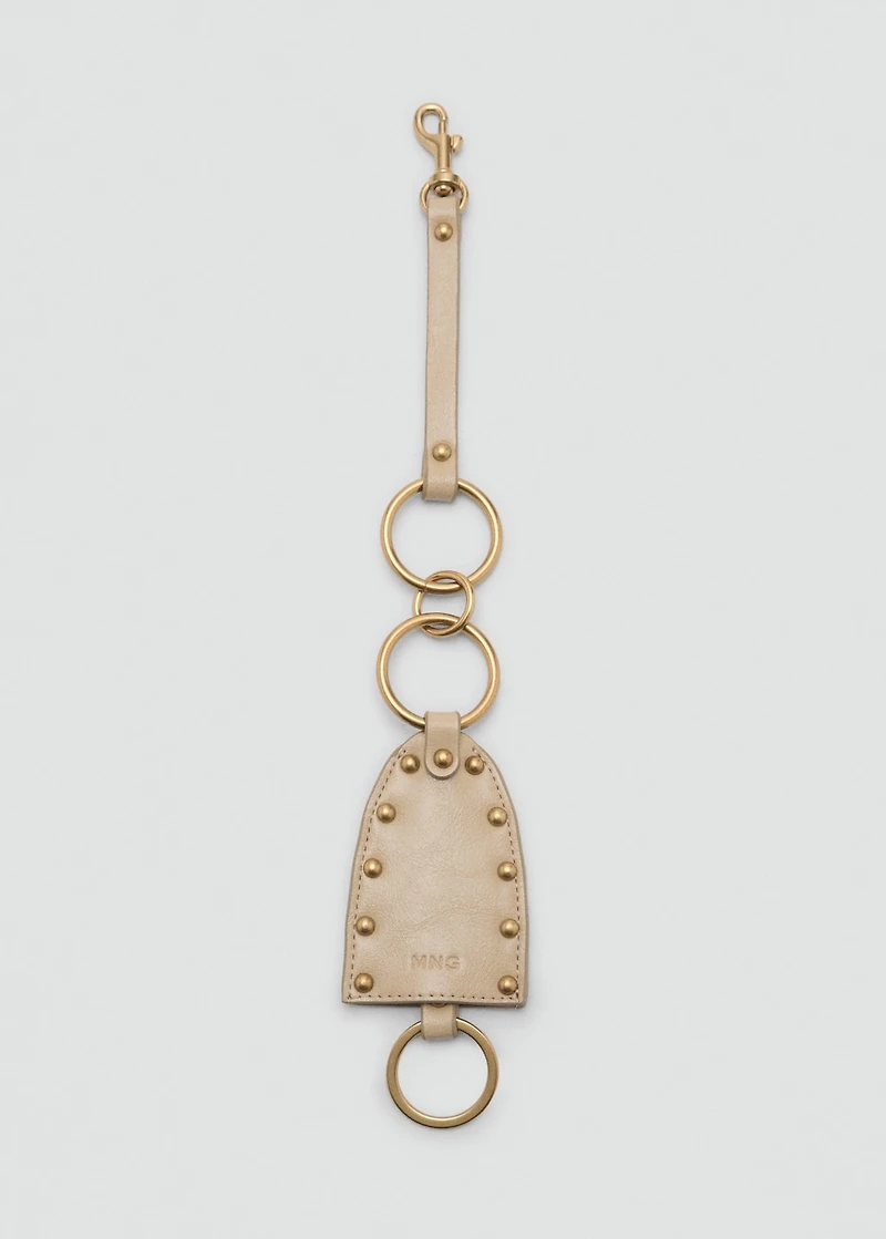 Studded faux-leather keychain
