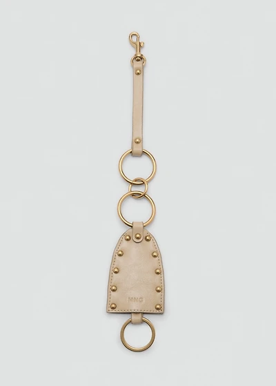 Studded faux-leather keychain