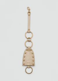 Studded faux-leather keychain
