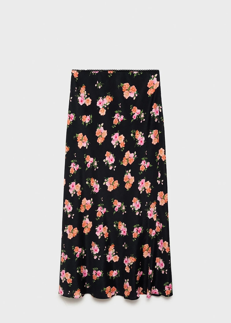 Floral skirt with lace trim