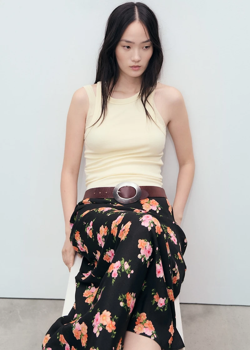 Floral skirt with lace trim