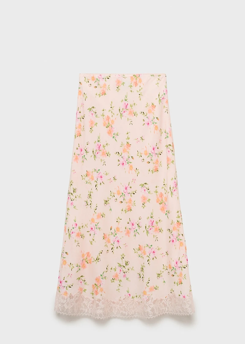 Floral skirt with lace detail