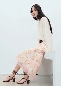 Floral skirt with lace detail