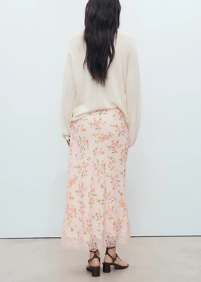 Floral skirt with lace detail