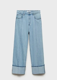 Wide-leg cropped jeans with rolled-up hem