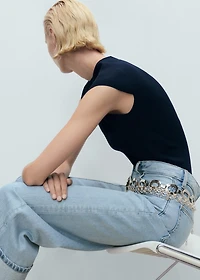 Wide-leg cropped jeans with rolled-up hem