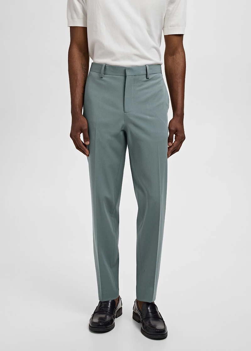Stretch fabric super slim-fit suit trousers