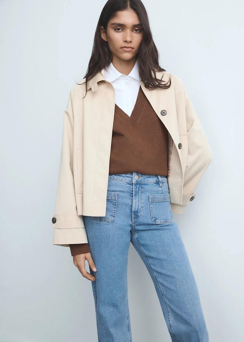 Flared cropped jeans with pockets