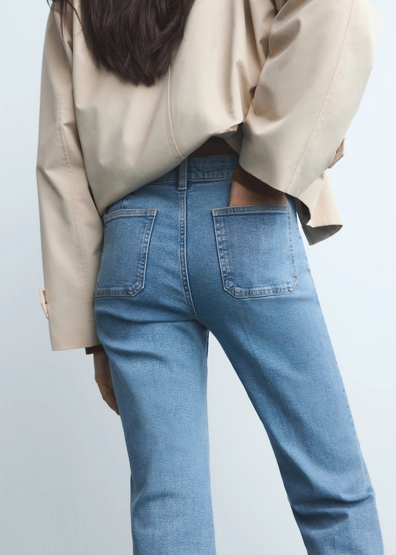 Flared cropped jeans with pockets