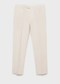 Slim-fit pleated linen pants