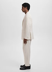 Slim-fit pleated linen pants