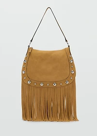 Suede bag with fringes and stud details