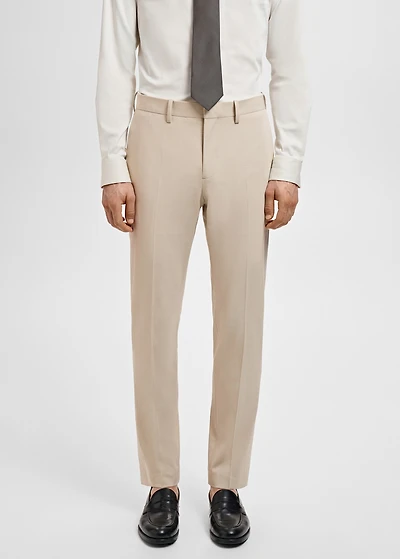 Stretch fabric super slim-fit suit trousers
