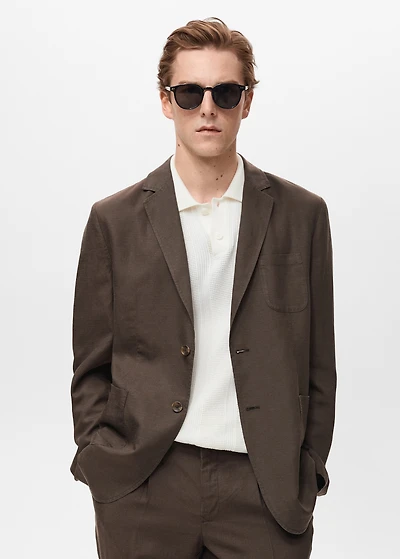 Slim fit linen suit blazer