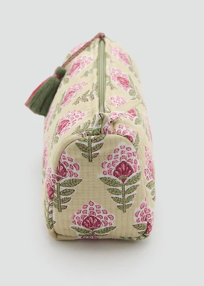 Textured cotton cosmetic bag