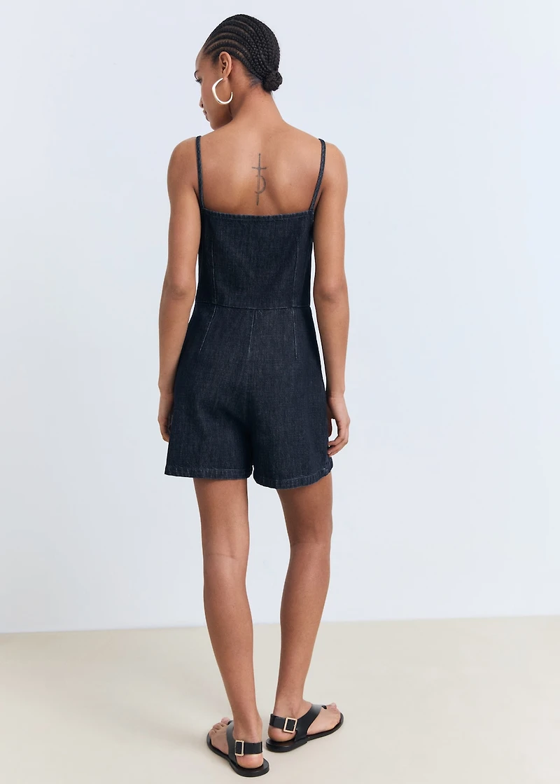 Double-breasted denim jumpsuit