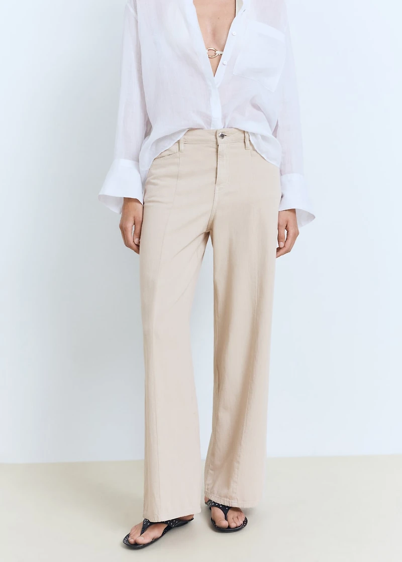 Straight-fit mid-rise denim pants