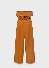 Linen-blend strapless jumpsuit