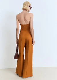 Linen-blend strapless jumpsuit