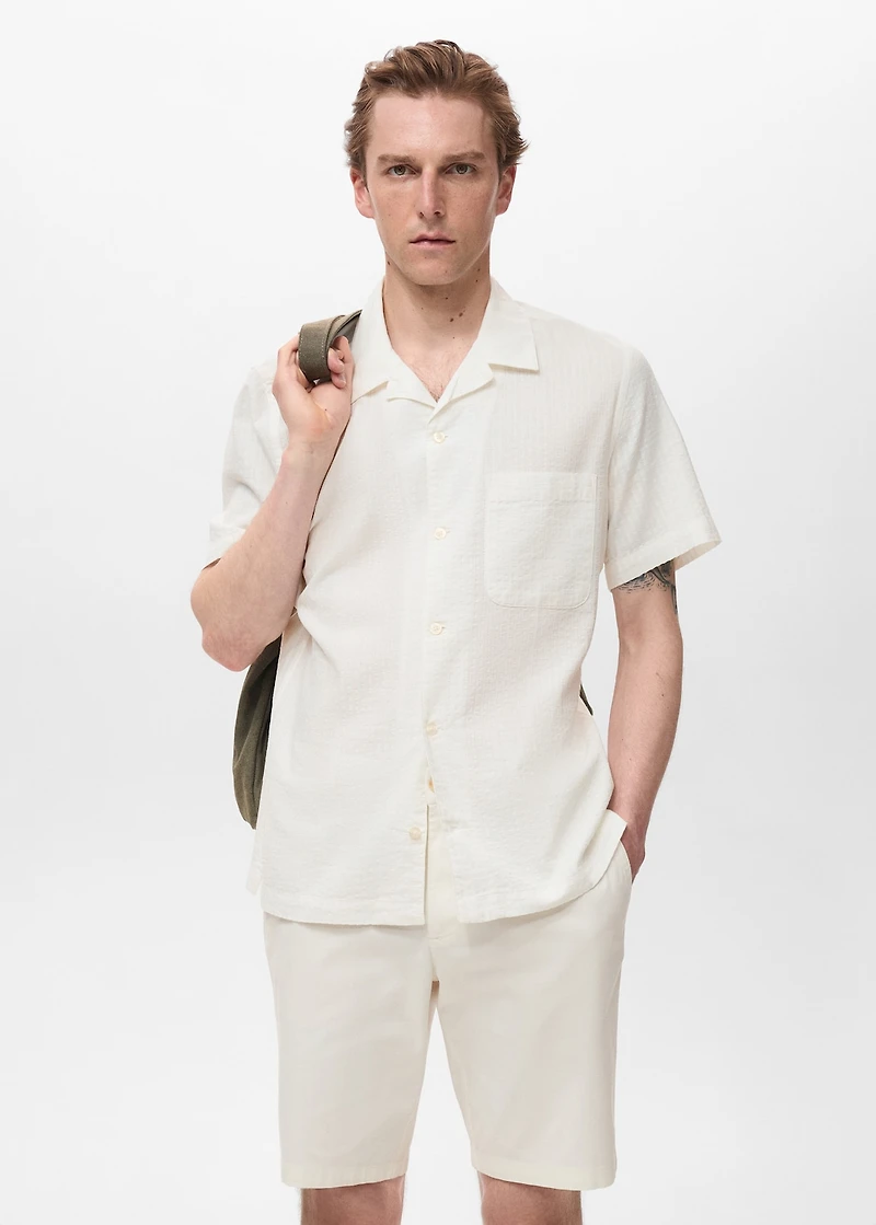 Regular fit seersucker shirt