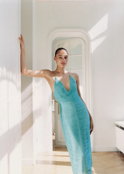 Fringed dress with low back