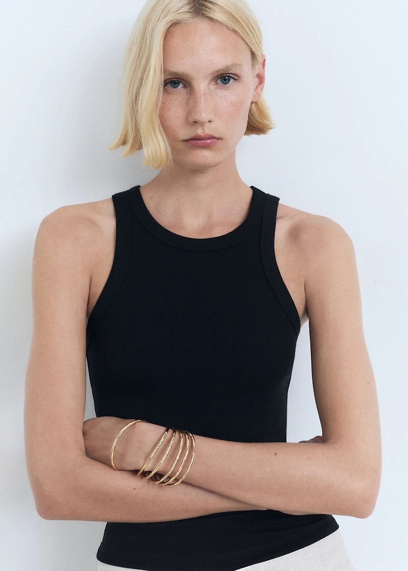 Ribbed cotton-blend top