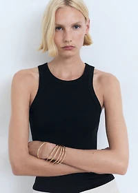 Ribbed cotton-blend top