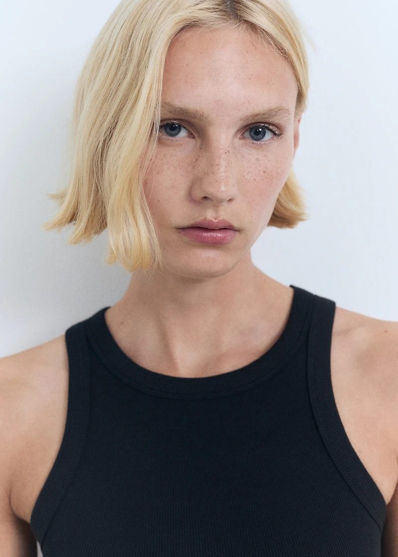 Ribbed cotton-blend top