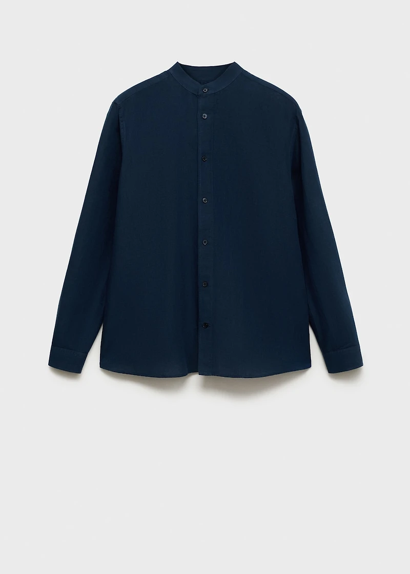 Mao collar linen shirt