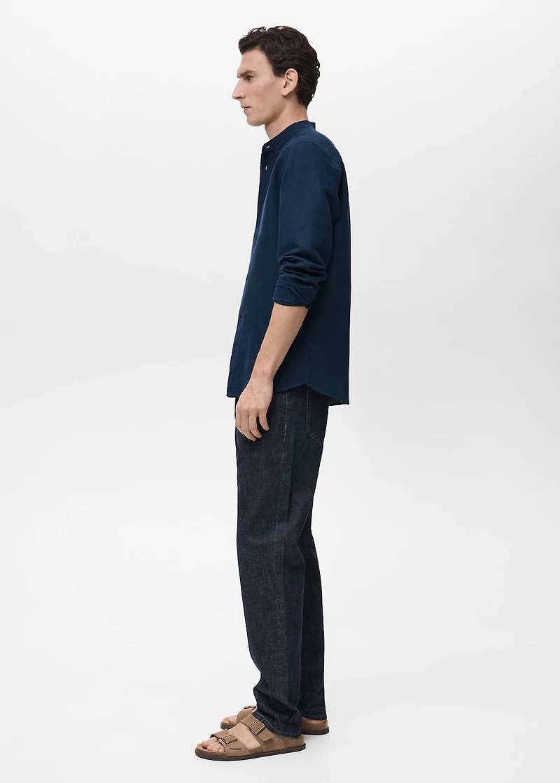 Mao collar linen shirt