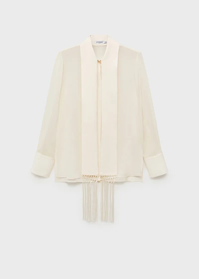 Silk shirt with fringed pocket square