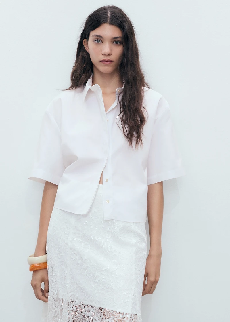 Cropped cotton shirt